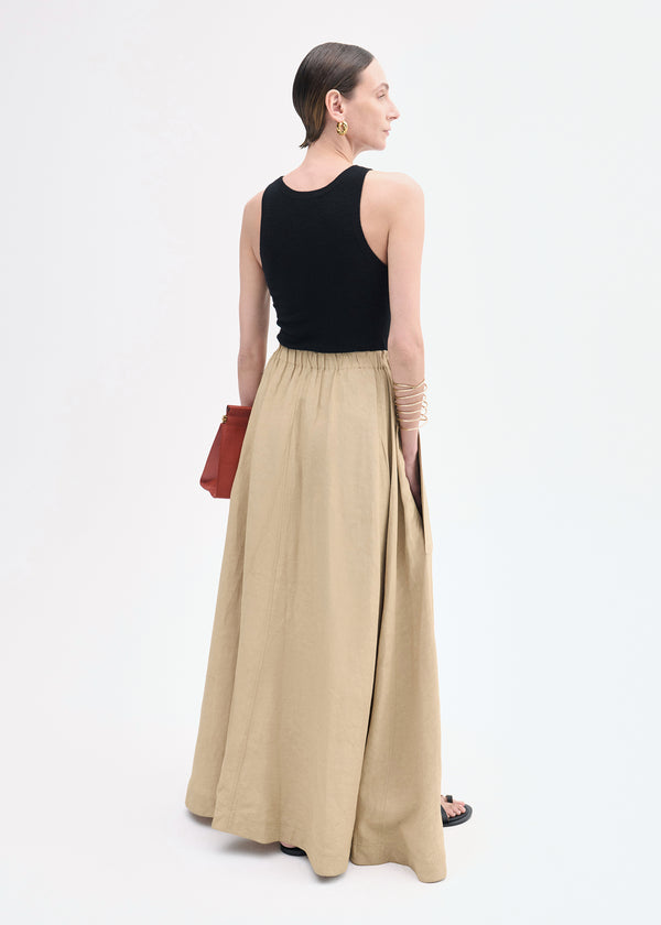 Co Parachute Skirt In Viscose Linen Camel