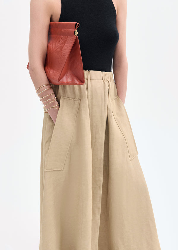 Co Parachute Skirt In Viscose Linen Camel