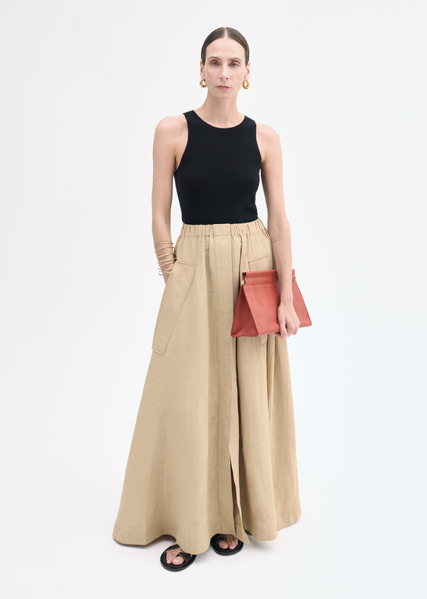 co Parachute Skirt in Viscose Linen Camel