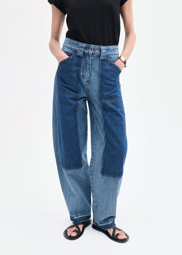 Co Patchwork Pant In Denim Indigo