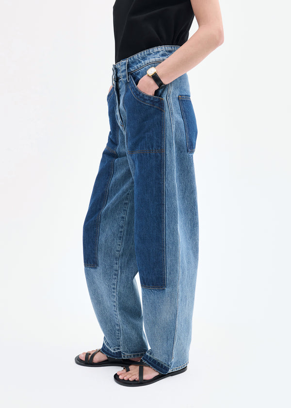 Co Patchwork Pant In Denim Indigo