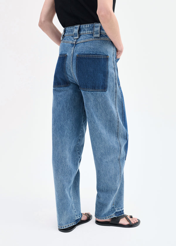 Co Patchwork Pant In Denim Indigo
