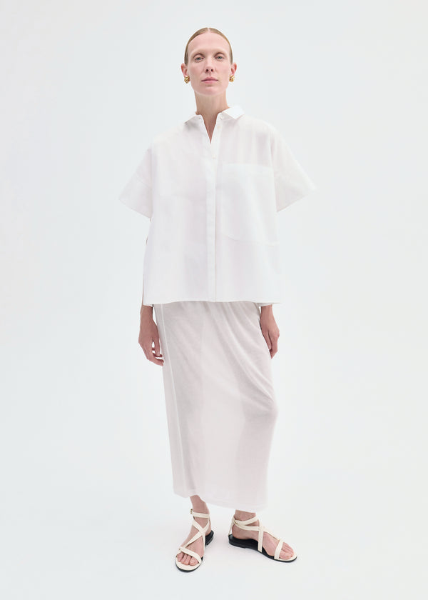 co Pencil Skirt in Cotton Jersey -Ivory White