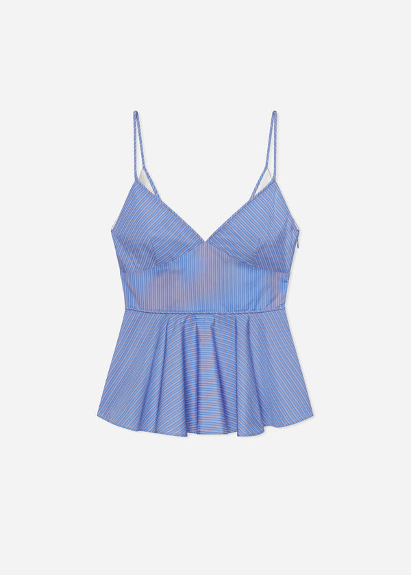 Co Peplum Camisole In Striped Poplin Blue Multi