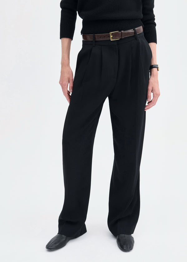 Co Pleat Front Trouser In Crepe Black