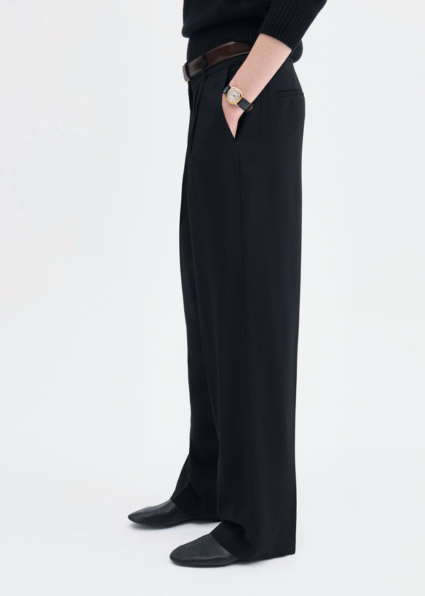 Co Pleat Front Trouser In Crepe Black