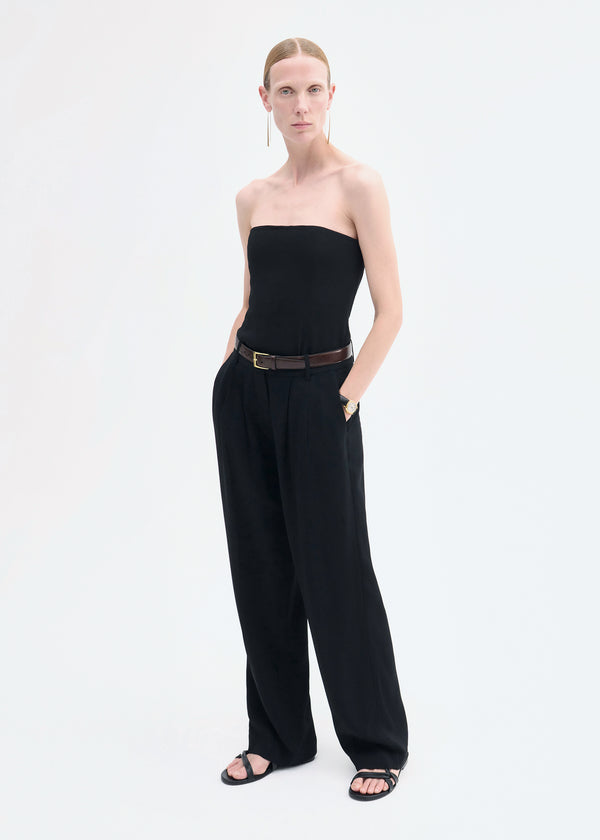 co Pleat Front Trouser in Crepe Black