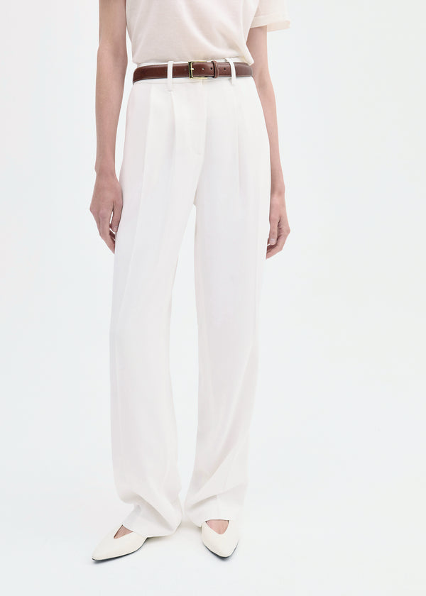 Co Pleat Front Trouser In Crepe Ivory