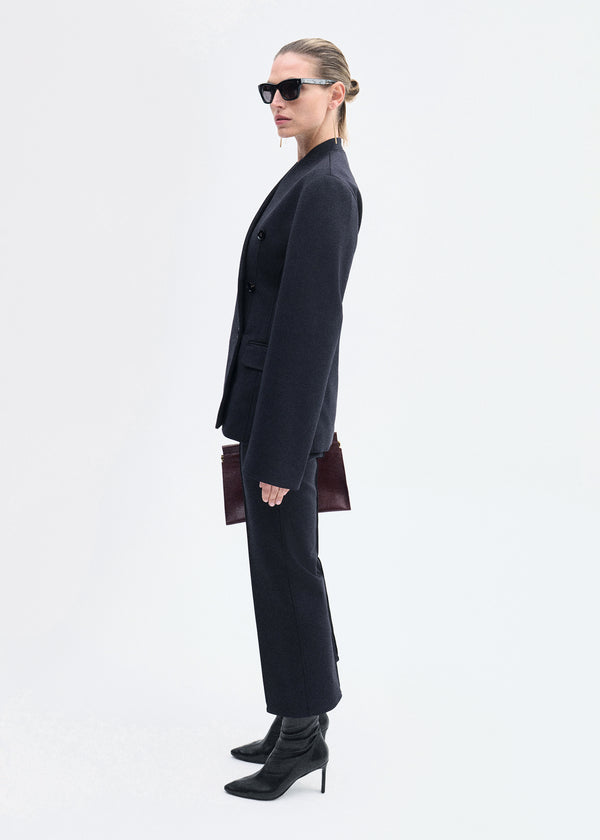Co Sculptural Collarless Blazer In Scuba Black