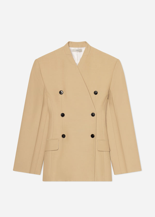Co Sculptural Collarless Jacket Camel