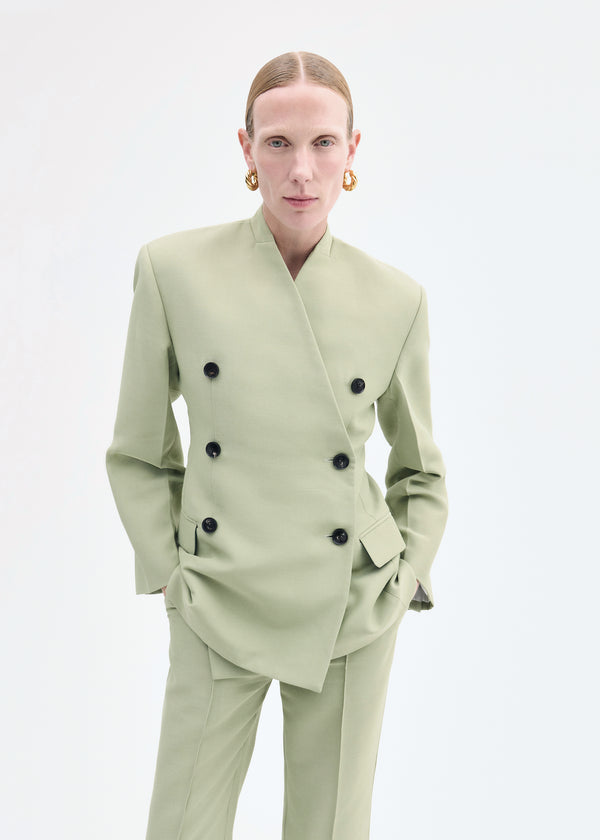 co Sculptural Collarless Jacket Tea