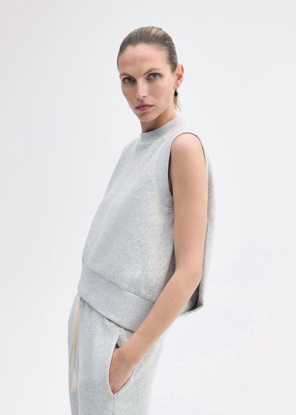 co Sleeveless Sweatshirt in Scuba Heather Grey