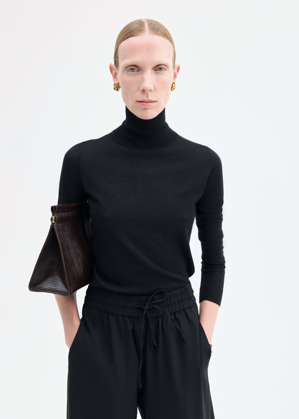 Co Slim Turtleneck In Fine Cashmere Black