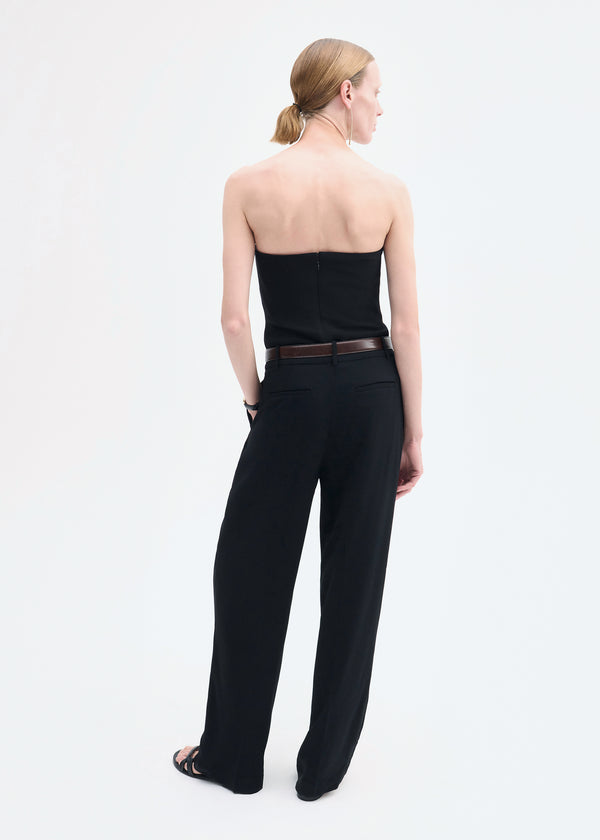 Co Strapless Bustier Top In Crepe Black