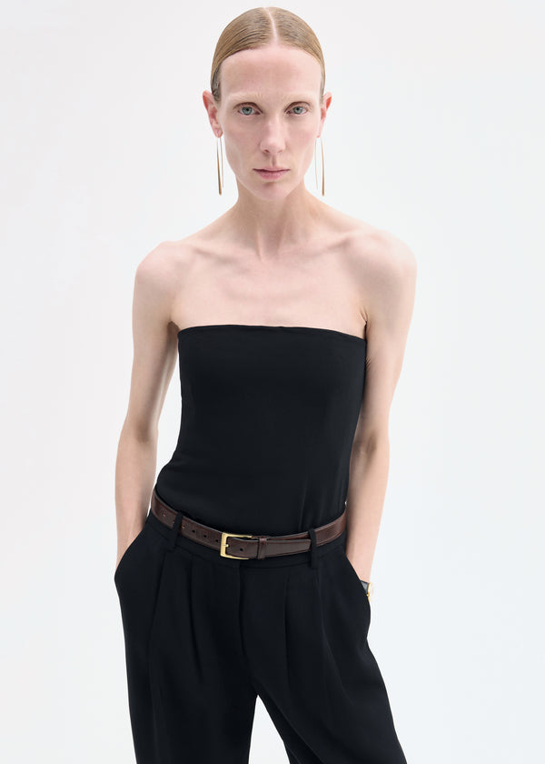 co Strapless Bustier Top in Crepe Black