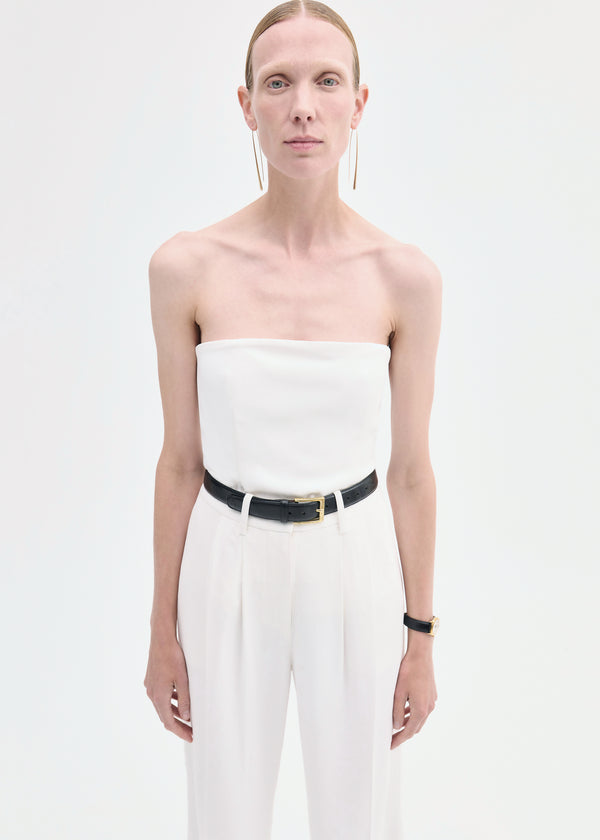 Co Strapless Bustier Top In Crepe Ivory