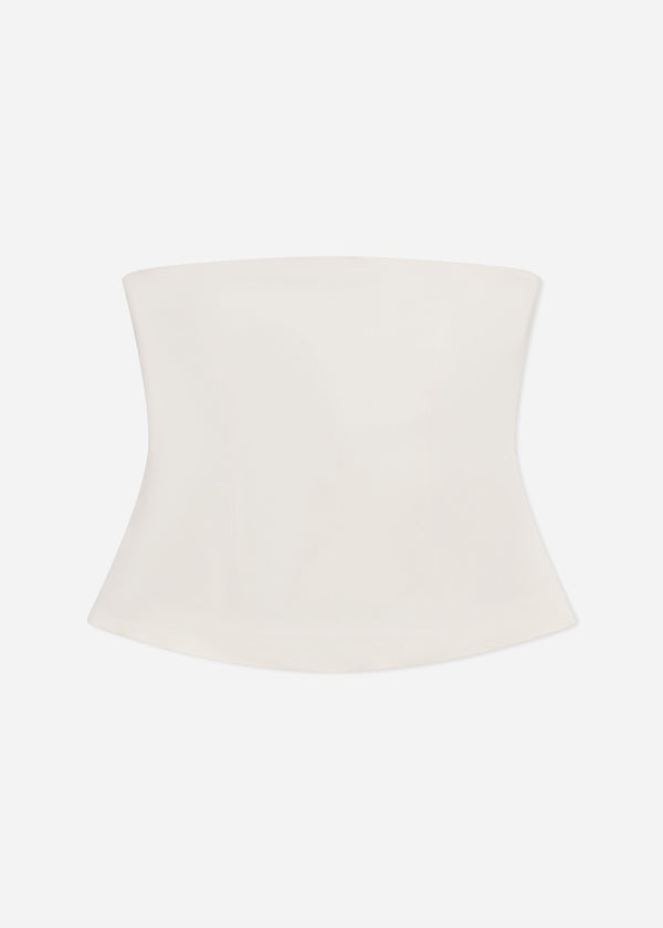 Co Strapless Bustier Top In Crepe Ivory
