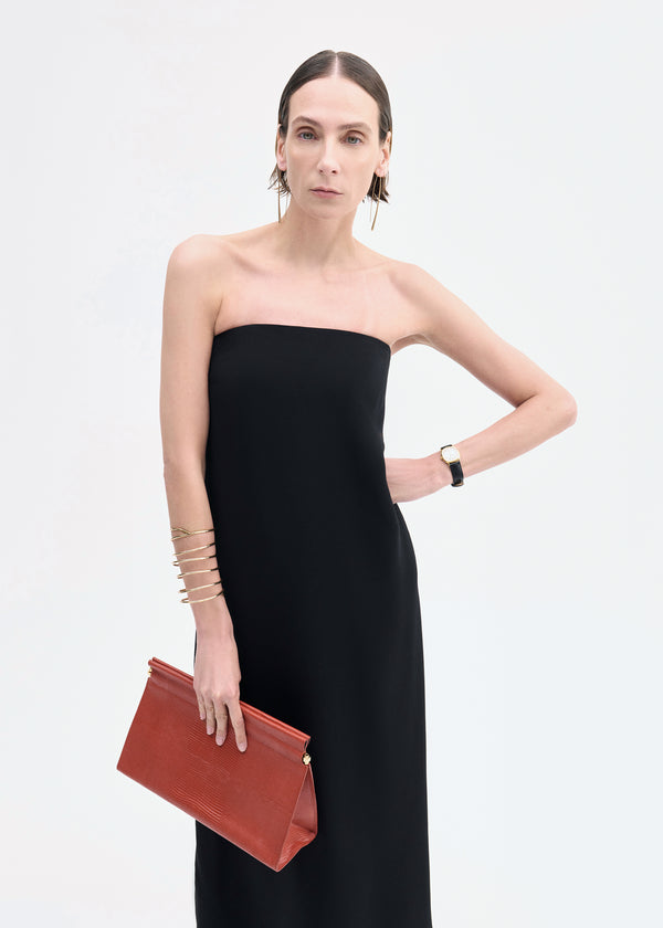 Co Strapless Column Dress In Viscose Crepe Black
