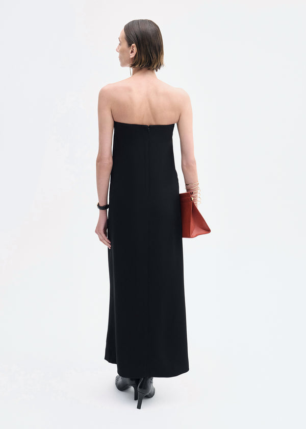 Co Strapless Column Dress In Viscose Crepe Black
