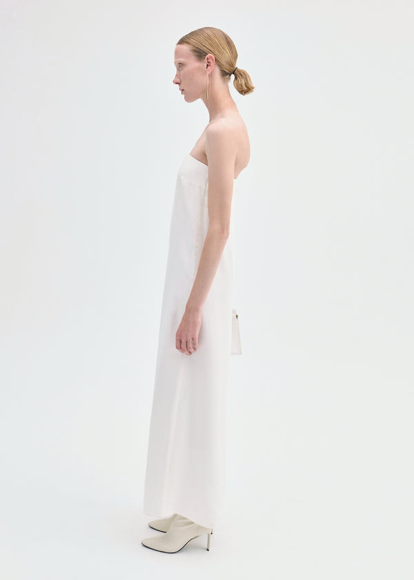 Co Strapless Column Dress In Viscose Crepe Ivory