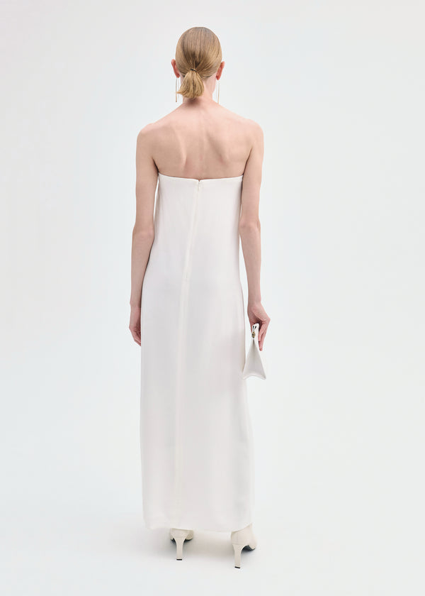 Co Strapless Column Dress In Viscose Crepe Ivory