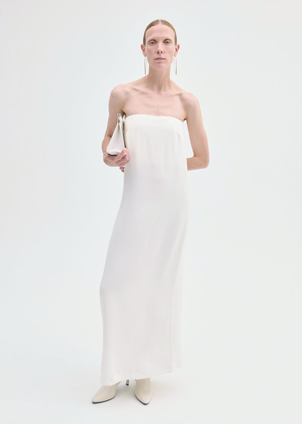 co Strapless Column Dress in Viscose Crepe Ivory