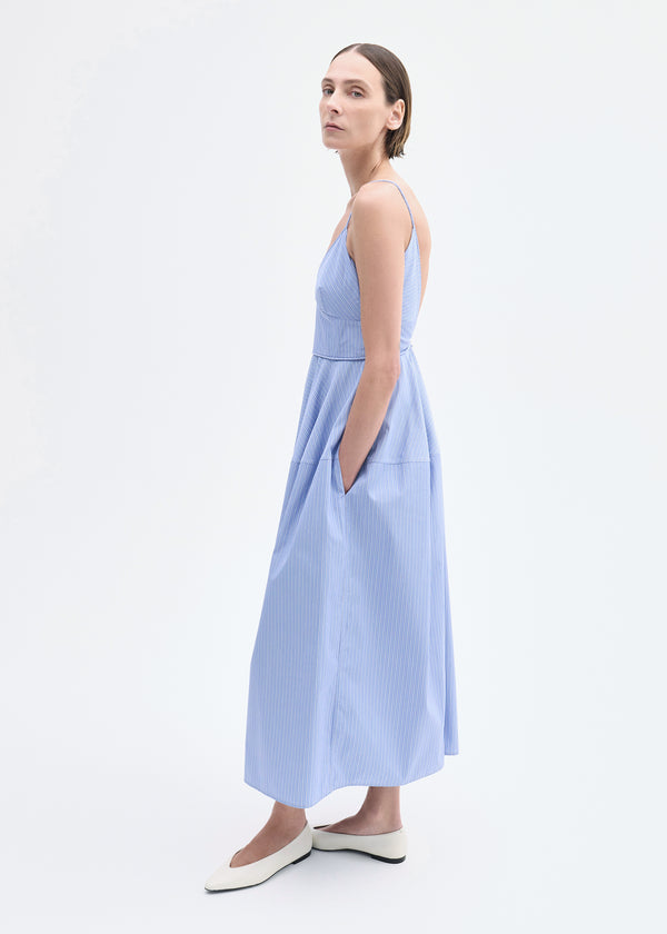 Co Striped Camisole Dress In Cotton Blue Multi