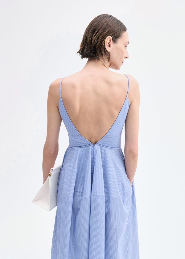 Co Striped Camisole Dress In Cotton Blue Multi
