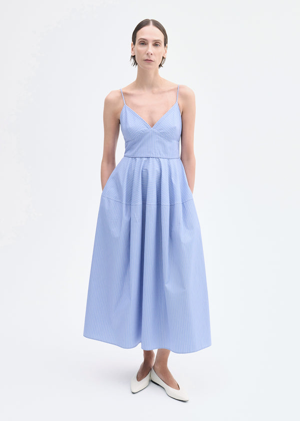 co Striped Camisole Dress in Cotton Blue Multi