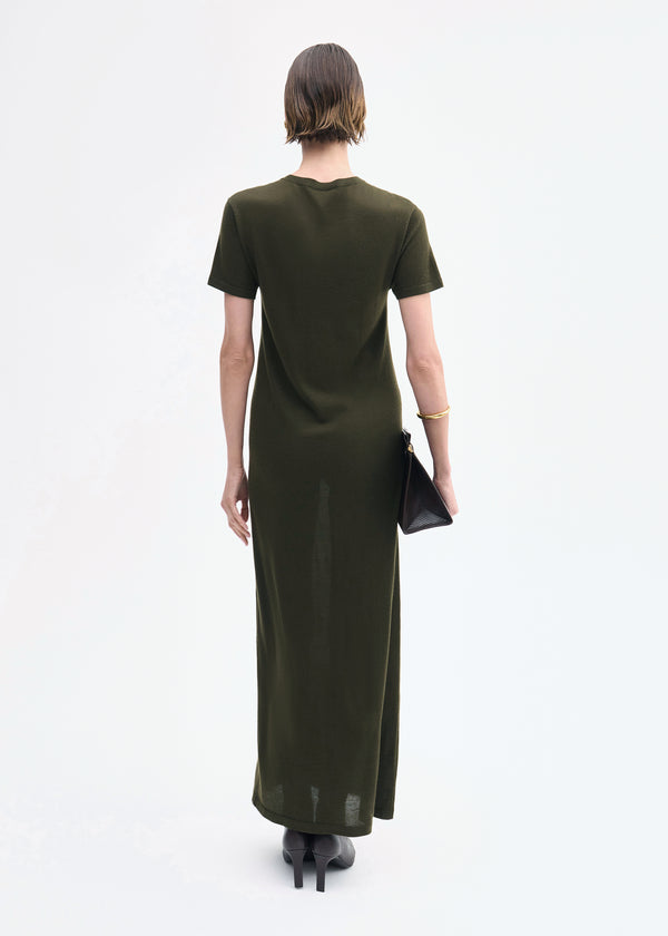 Co T-Shirt Dress In Fine Cashmere Olive