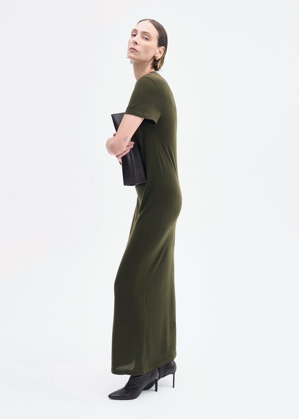 Co T-Shirt Dress In Fine Cashmere Olive