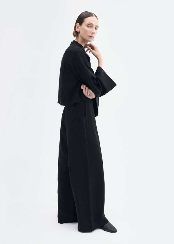 Co Wide Leg Pant In Crepe Black