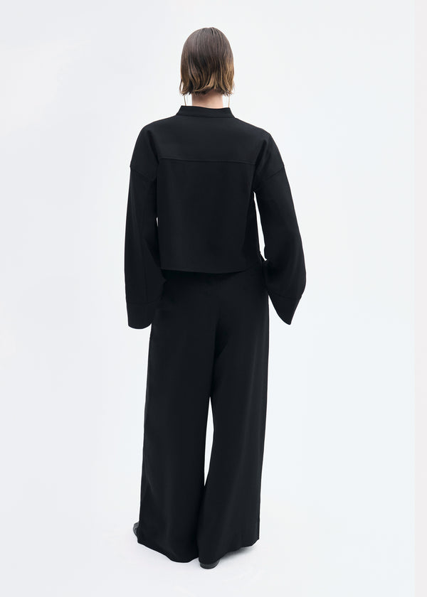 Co Wide Leg Pant In Crepe Black