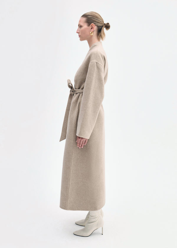 Co Wrap Coat In Double Faced Wool Cashmere Taupe