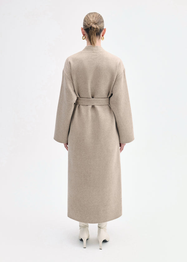 Co Wrap Coat In Double Faced Wool Cashmere Taupe