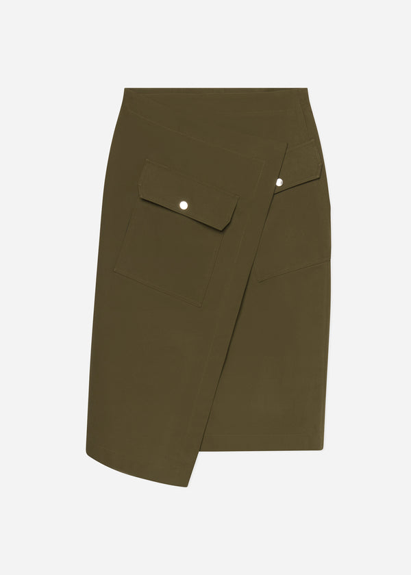 Co Wrap Skirt In Brushed Cotton Olive