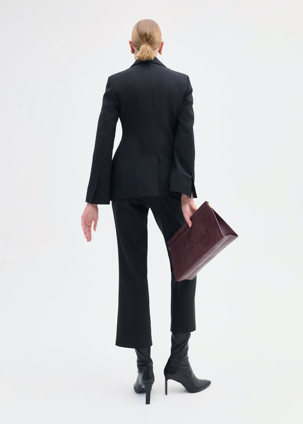 Co Double Breasted Fitted Blazer In Virgin Wool Black