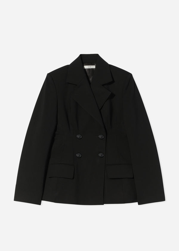 Co Double Breasted Fitted Blazer In Virgin Wool Black