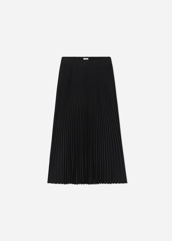 Co Pleated Elastic Waist Skirt In Stretch Crepe Black