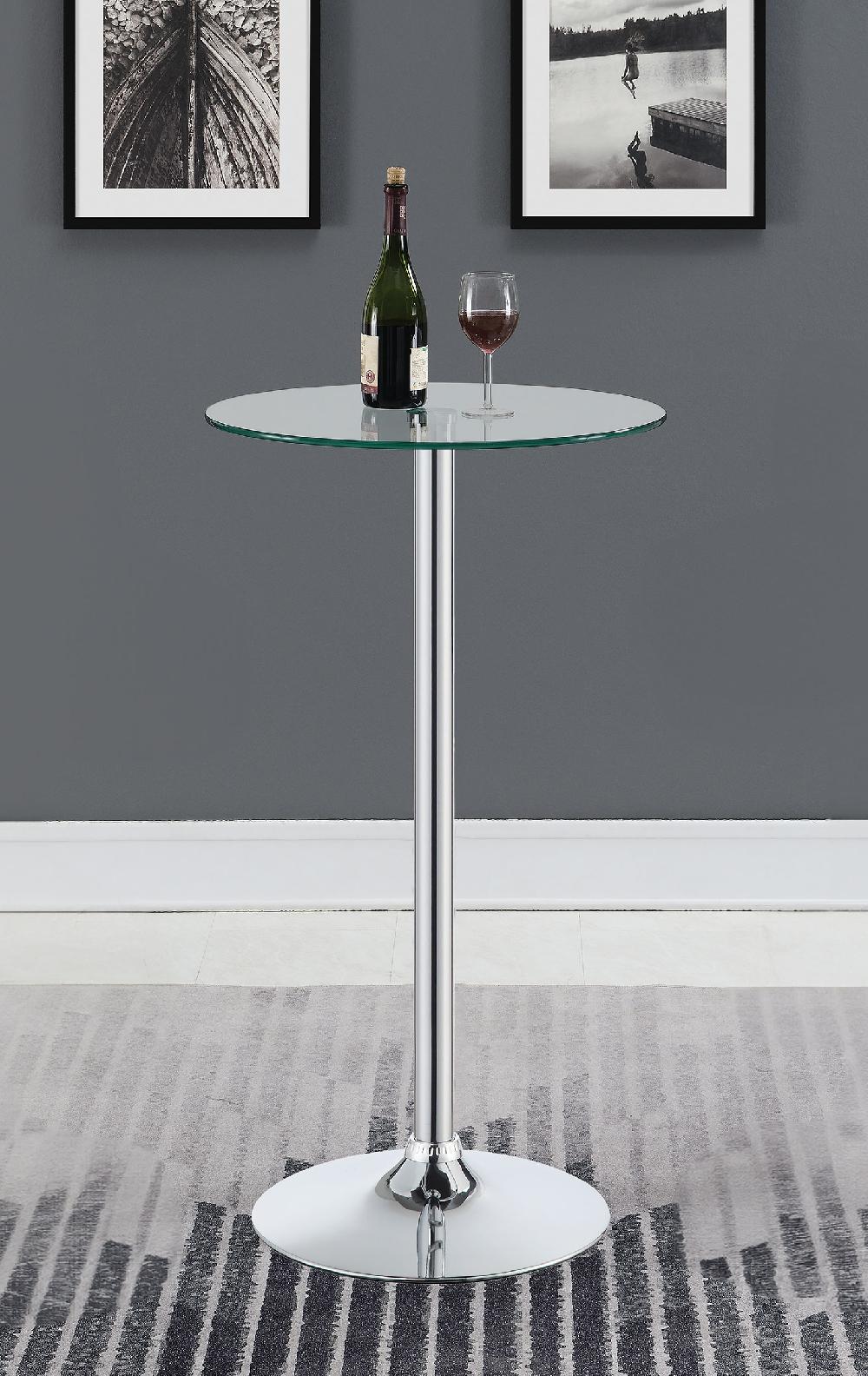 Coaster Abiline Round 24-inch Glass Top Bistro Bar Table Chrome