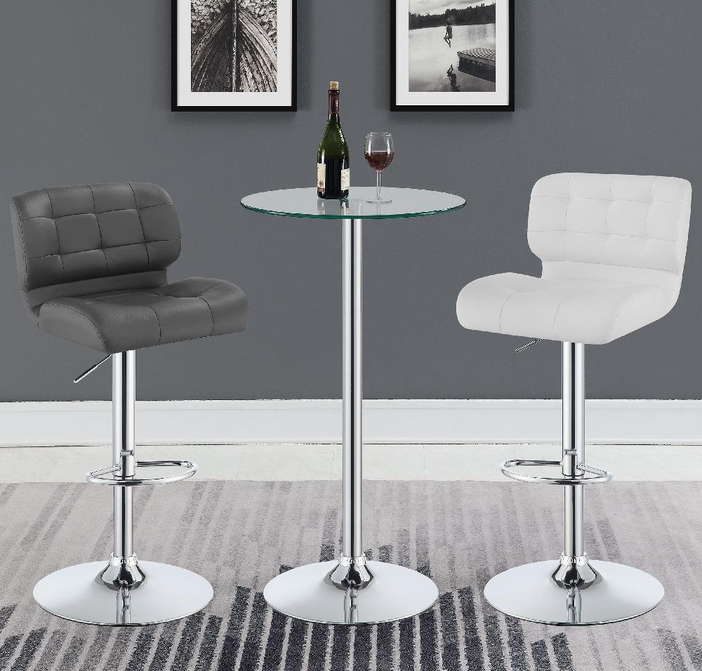 Coaster Abiline Round 24-inch Glass Top Bistro Bar Table Chrome