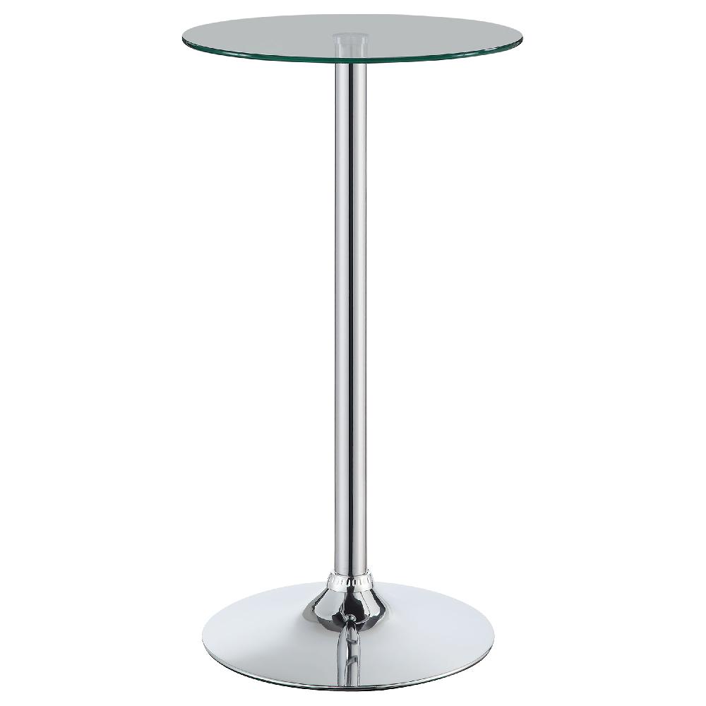 coaster Abiline Round 24-inch Glass Top Bistro Bar Table Chrome