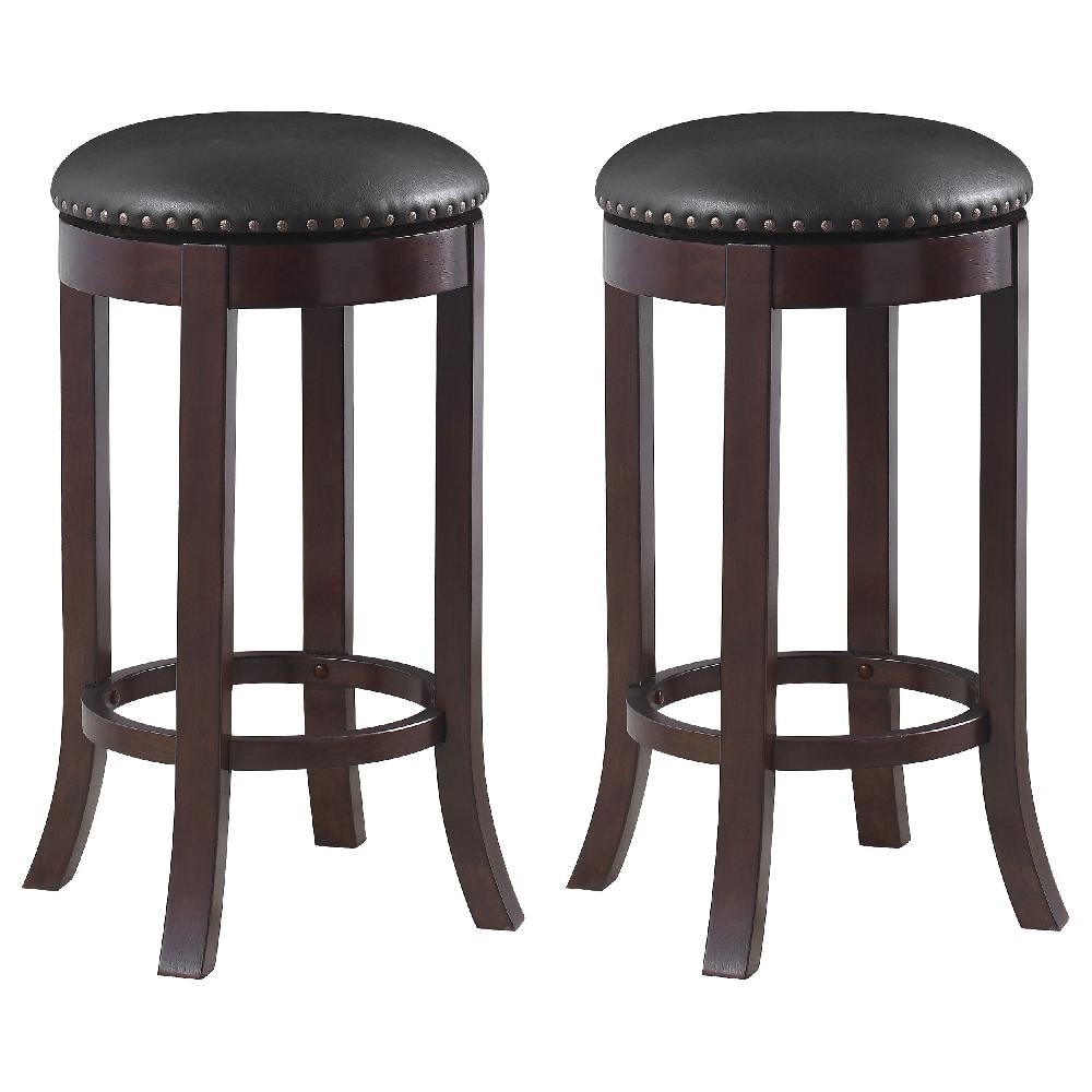 coaster Aboushi Backless Swivel Bar Stool Brown (Set of 2)