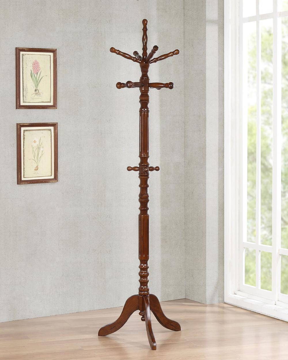 Coaster Achelle 11 Hook Freestanding Coat Rack Hat Hanger Tobacco