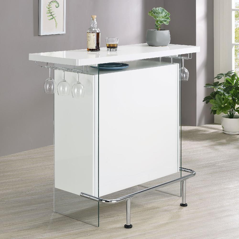 Coaster Acosta Freestanding Home Bar Wine Cabinet White High Gloss
