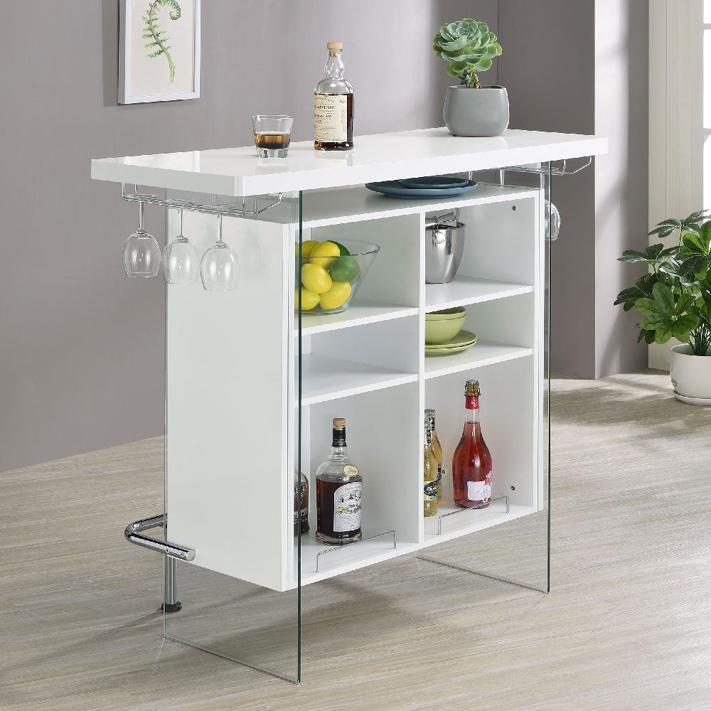 Coaster Acosta Freestanding Home Bar Wine Cabinet White High Gloss