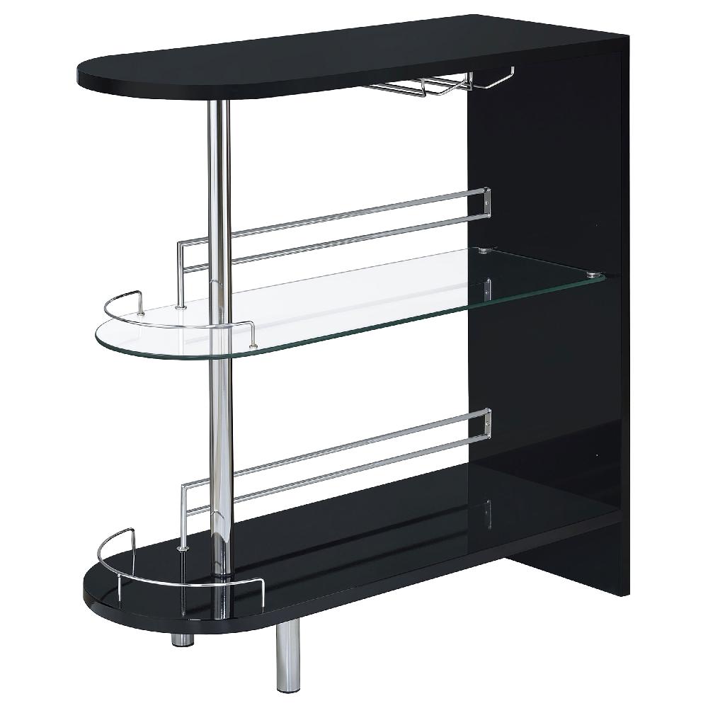 Coaster Adolfo Rectangular 2-tier Home Bar Table Black High Gloss