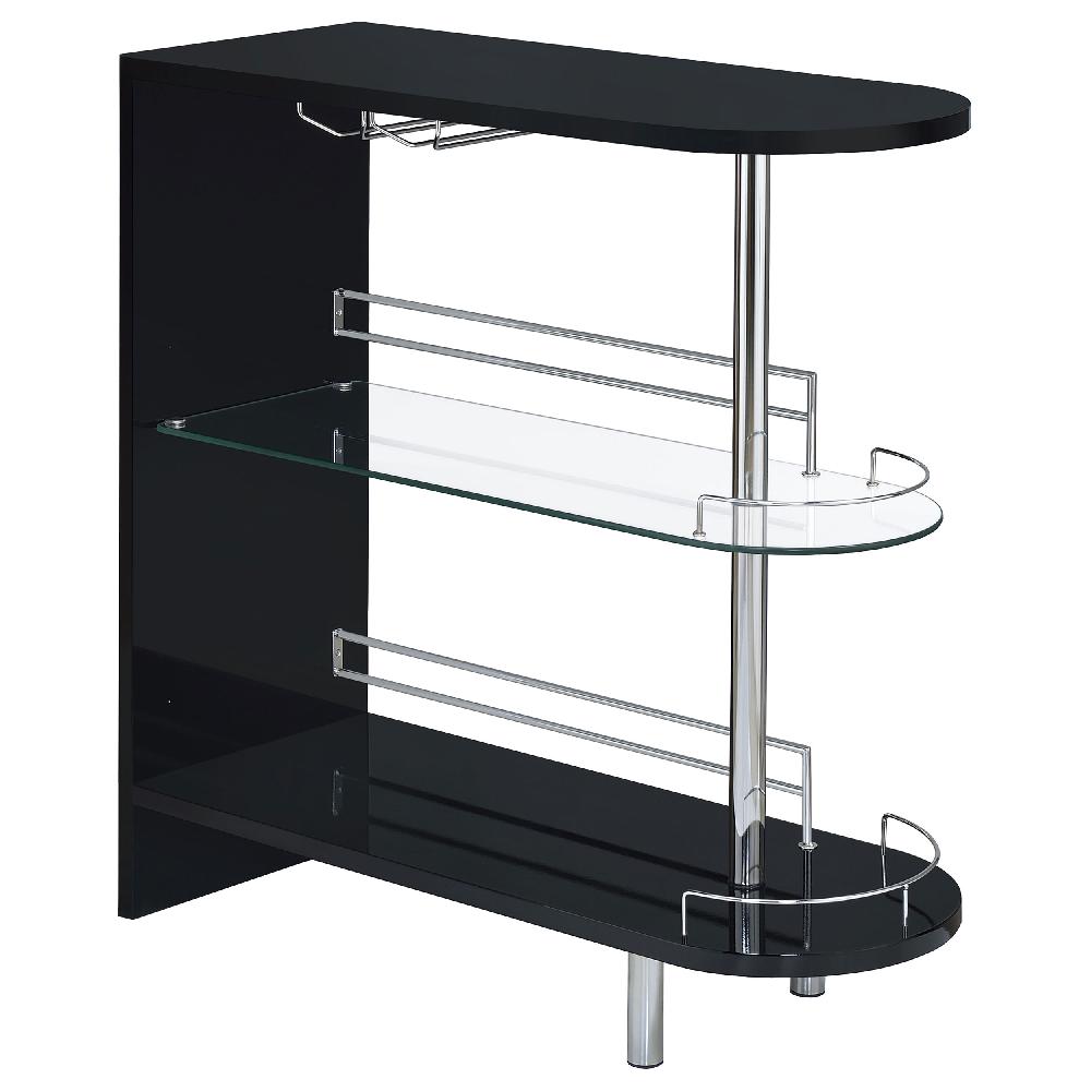 coaster Adolfo Rectangular 2-tier Home Bar Table Black High Gloss