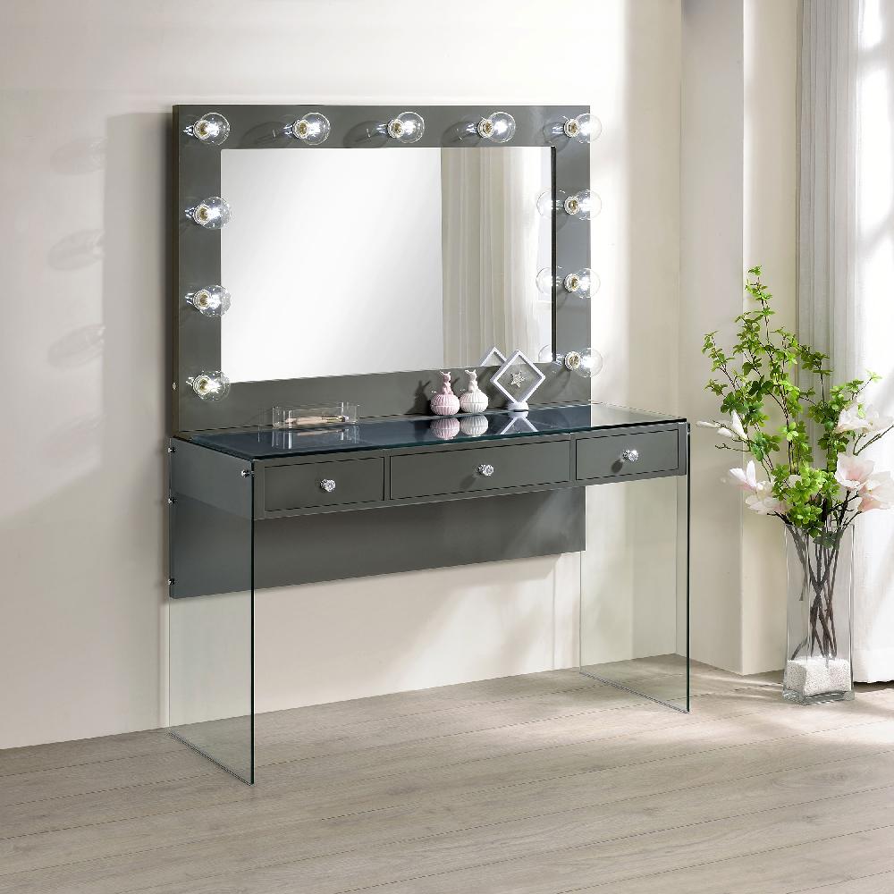 Coaster Afshan 3-drawer Vanity Set With Lighting Grey High Gloss
