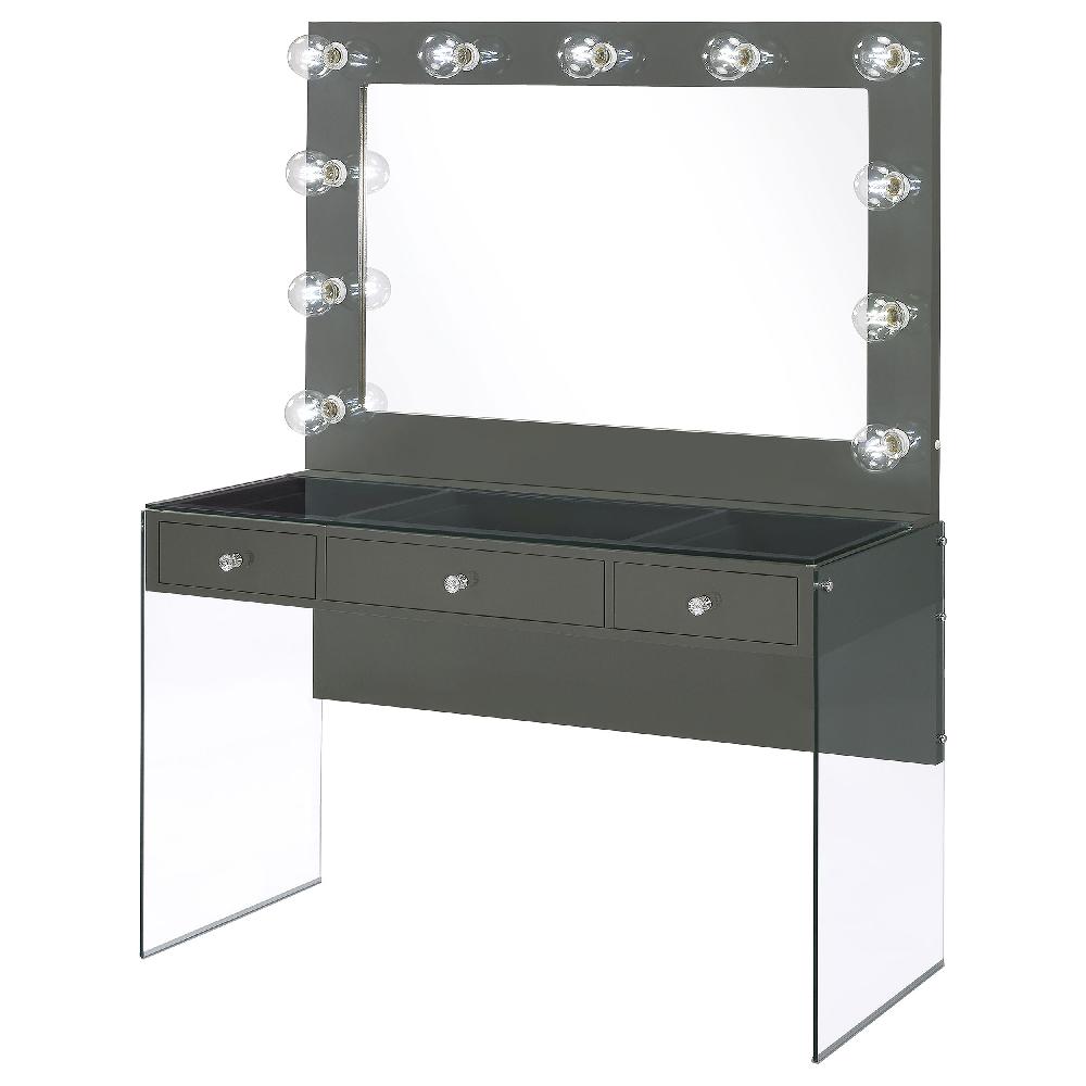 Coaster Afshan 3-drawer Vanity Set With Lighting Grey High Gloss